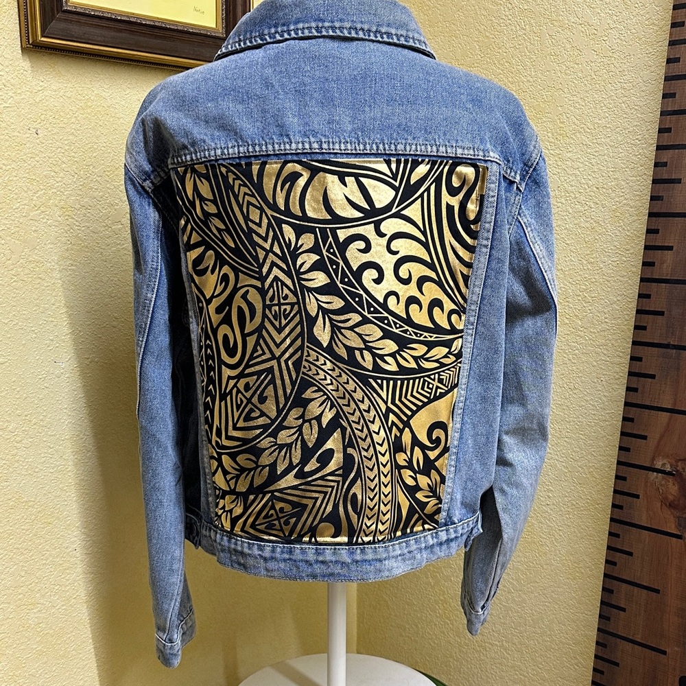 Poly Blue Jean Jacket with Contrast Stitching
